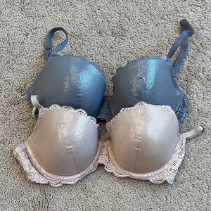 Victoria's Secret Dream Angels Shimmer Bra Set - Gray and Cream